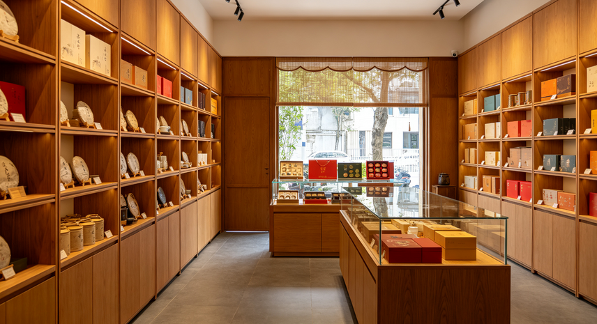 河南茶叶店客户评价 颂福展柜茶叶展柜实景