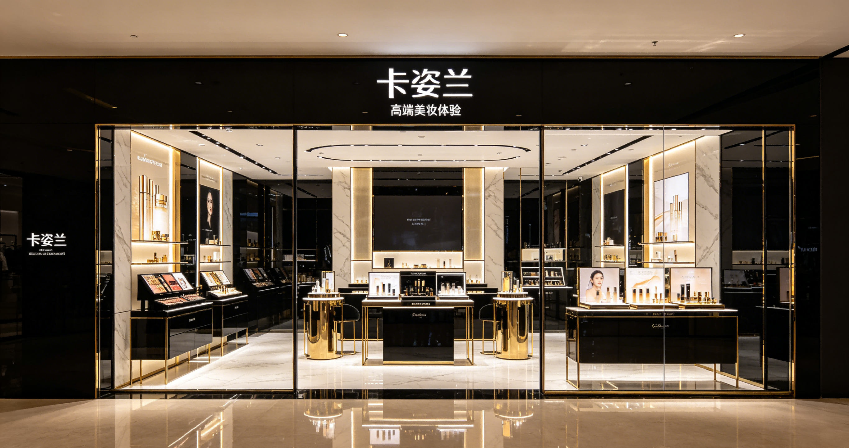 郑州颂福展柜 高端化妆品展柜定制 美妆店展柜实景
